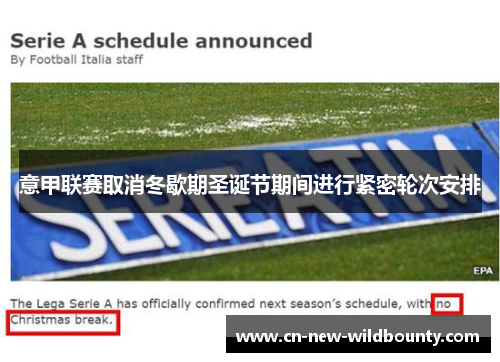 意甲联赛取消冬歇期圣诞节期间进行紧密轮次安排